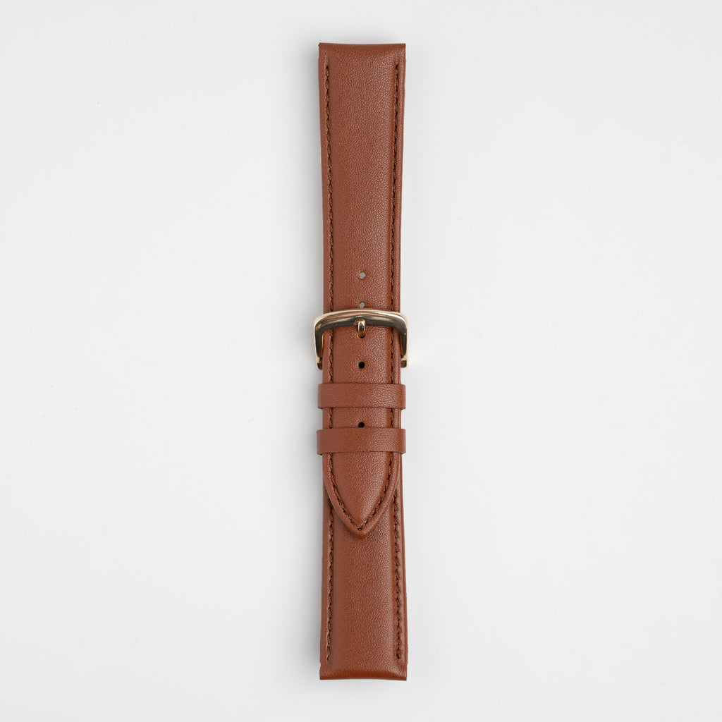 Windsor Sensitive Anti Allergy Brown Watch Strap, buckled up, front view