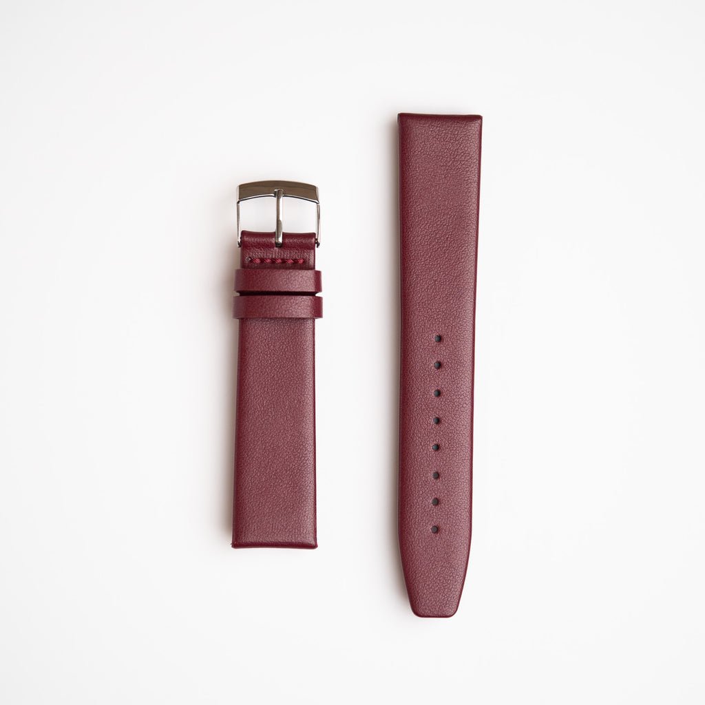 Apple Fibre Red Watch Strap, both pieces laid flat