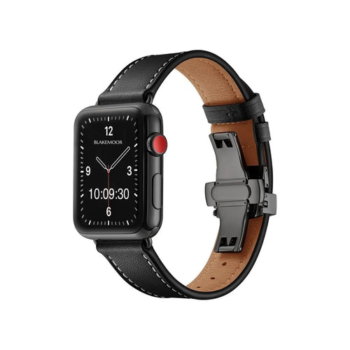Aurum Black Watch Strap for Apple with black clasp