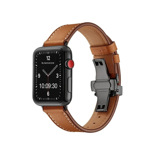 Aurum Brown Watch Strap for Apple with black clasp