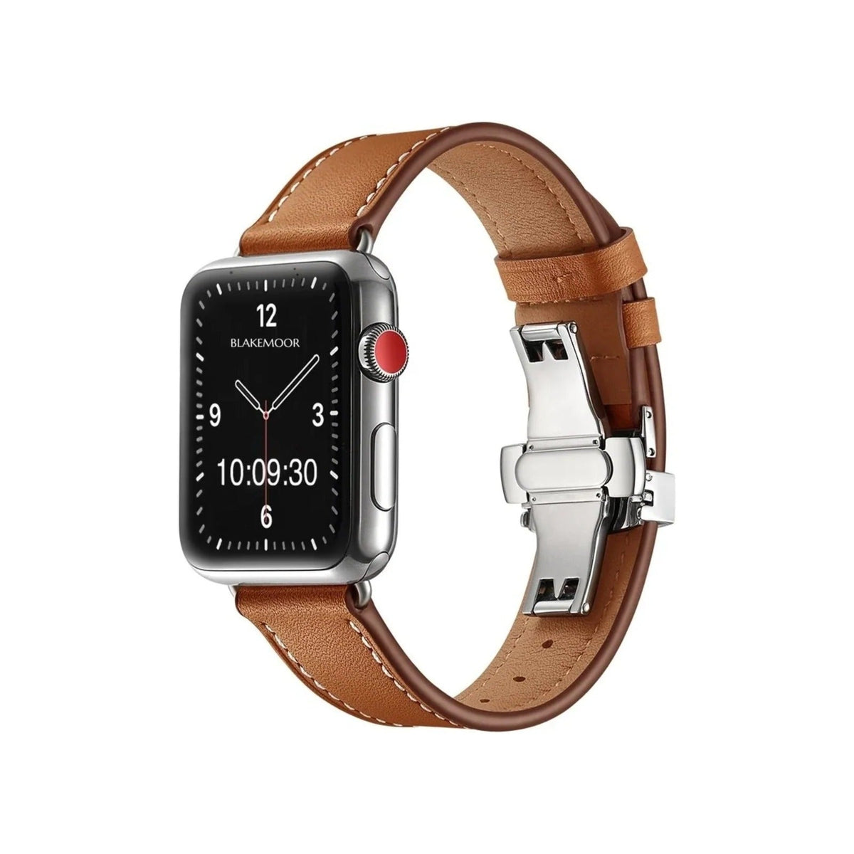 Aurum Brown Watch Strap for Apple with silver clasp