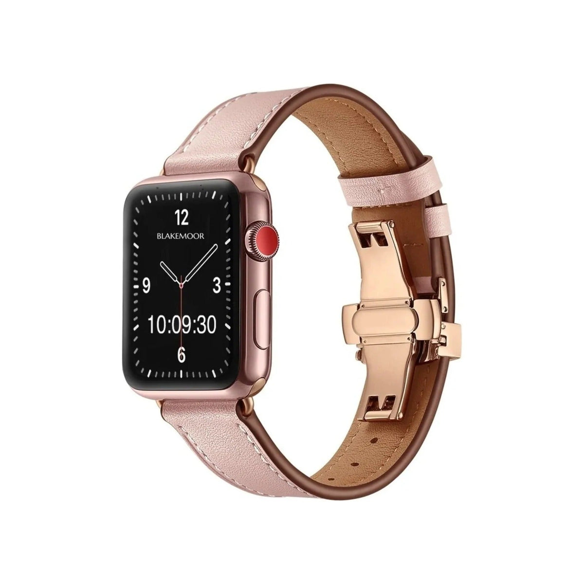 Aurum Pink Watch Strap for Apple with rose gold clasp