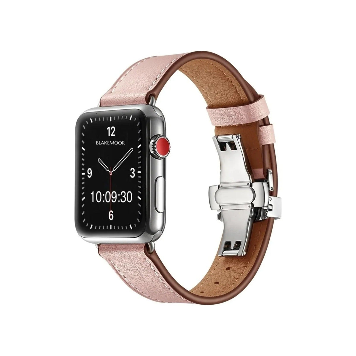Aurum Pink Watch Strap for Apple with silver clasp