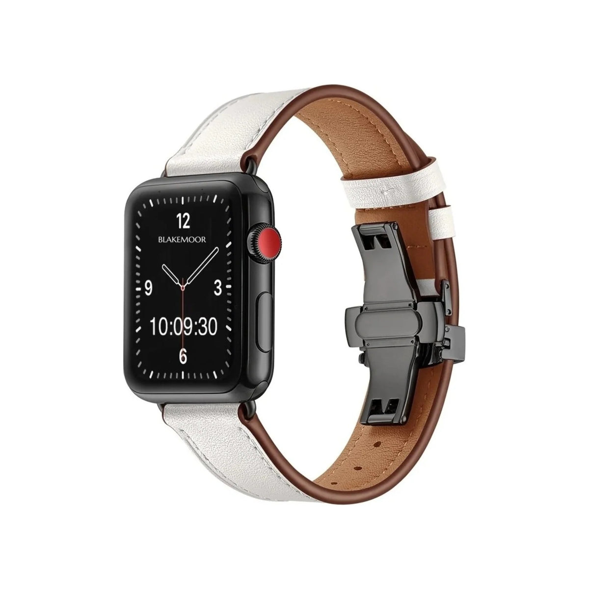 Aurum White Watch Strap for Apple with black clasp