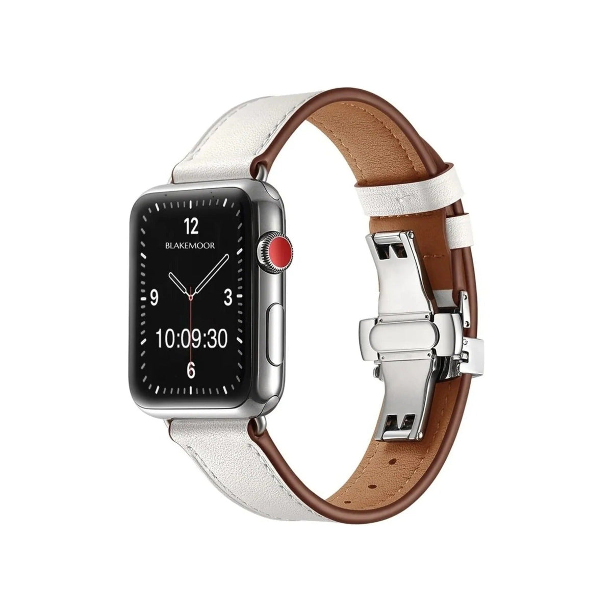 Aurum White Watch Strap for Apple with silver clasp
