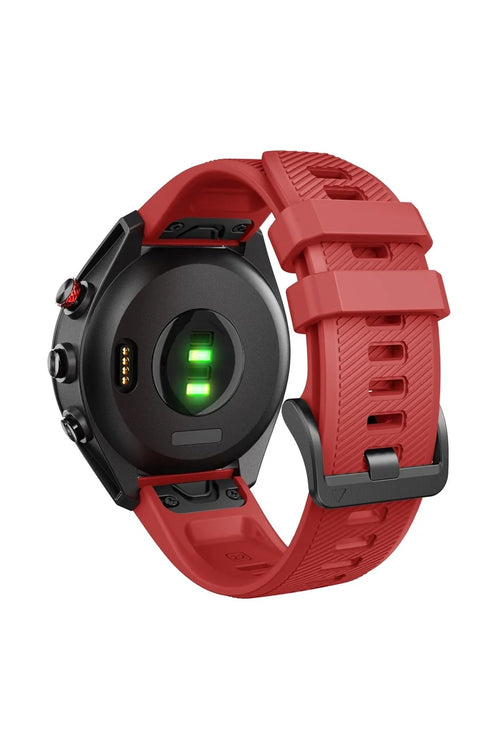 Red silicone strap on a Garmin Approach S62
