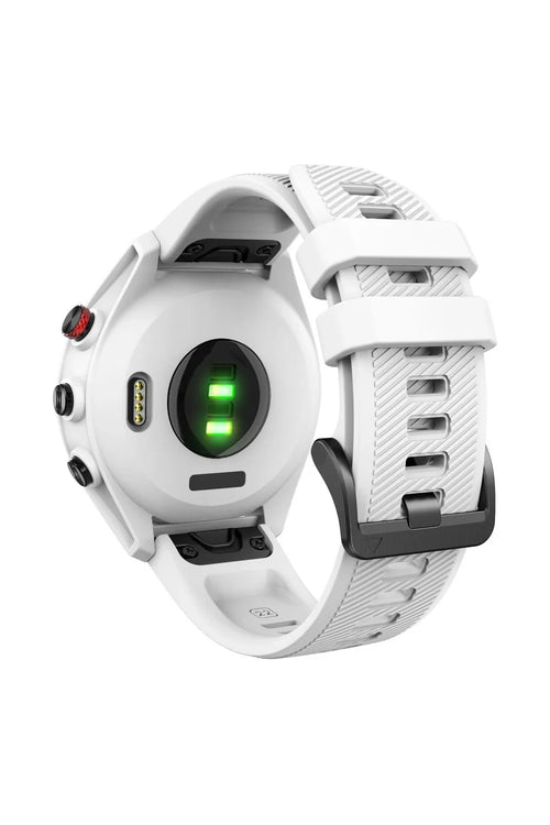 White silicone strap on a Garmin Approach S62