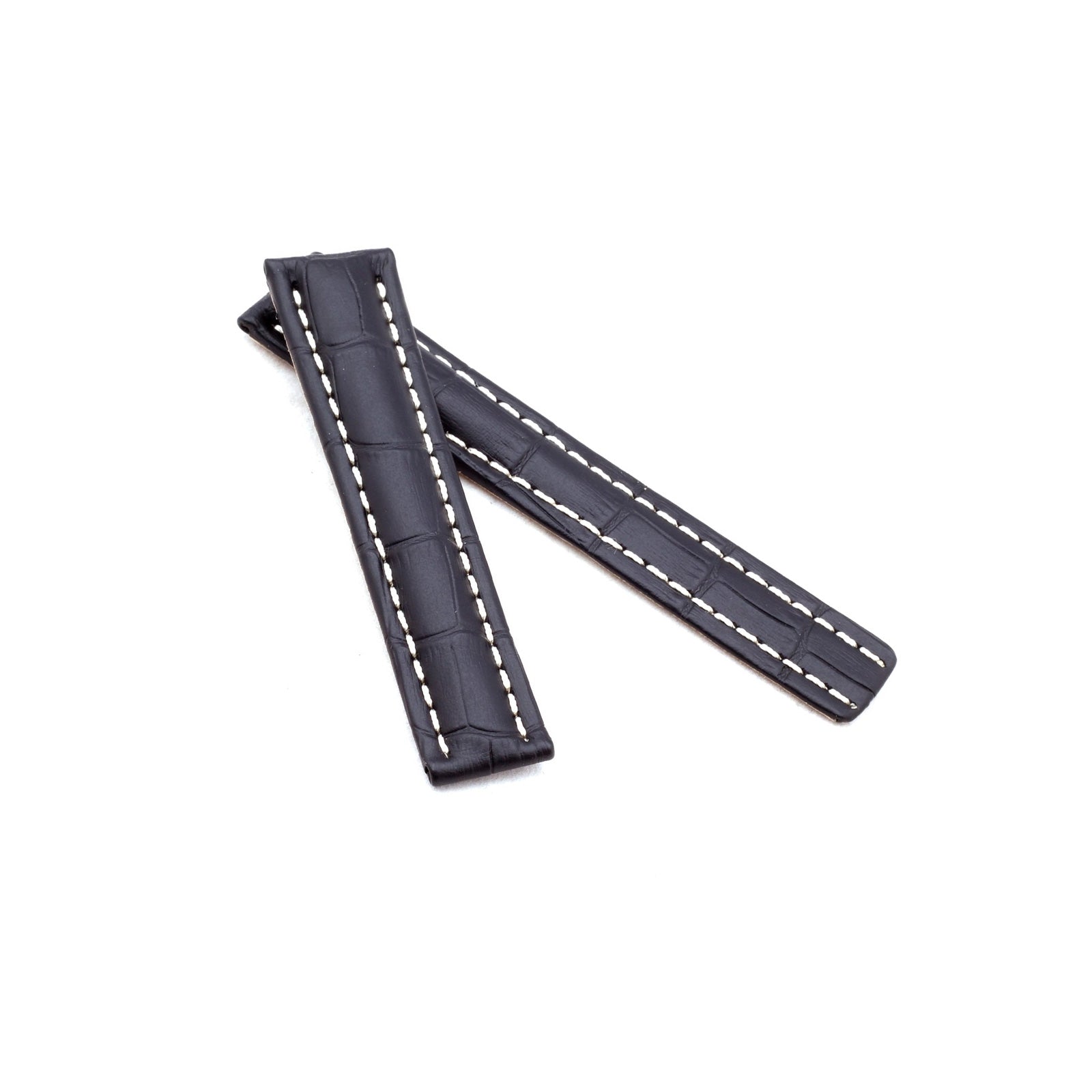 Black Alligator Breitling Style Deployment Strap