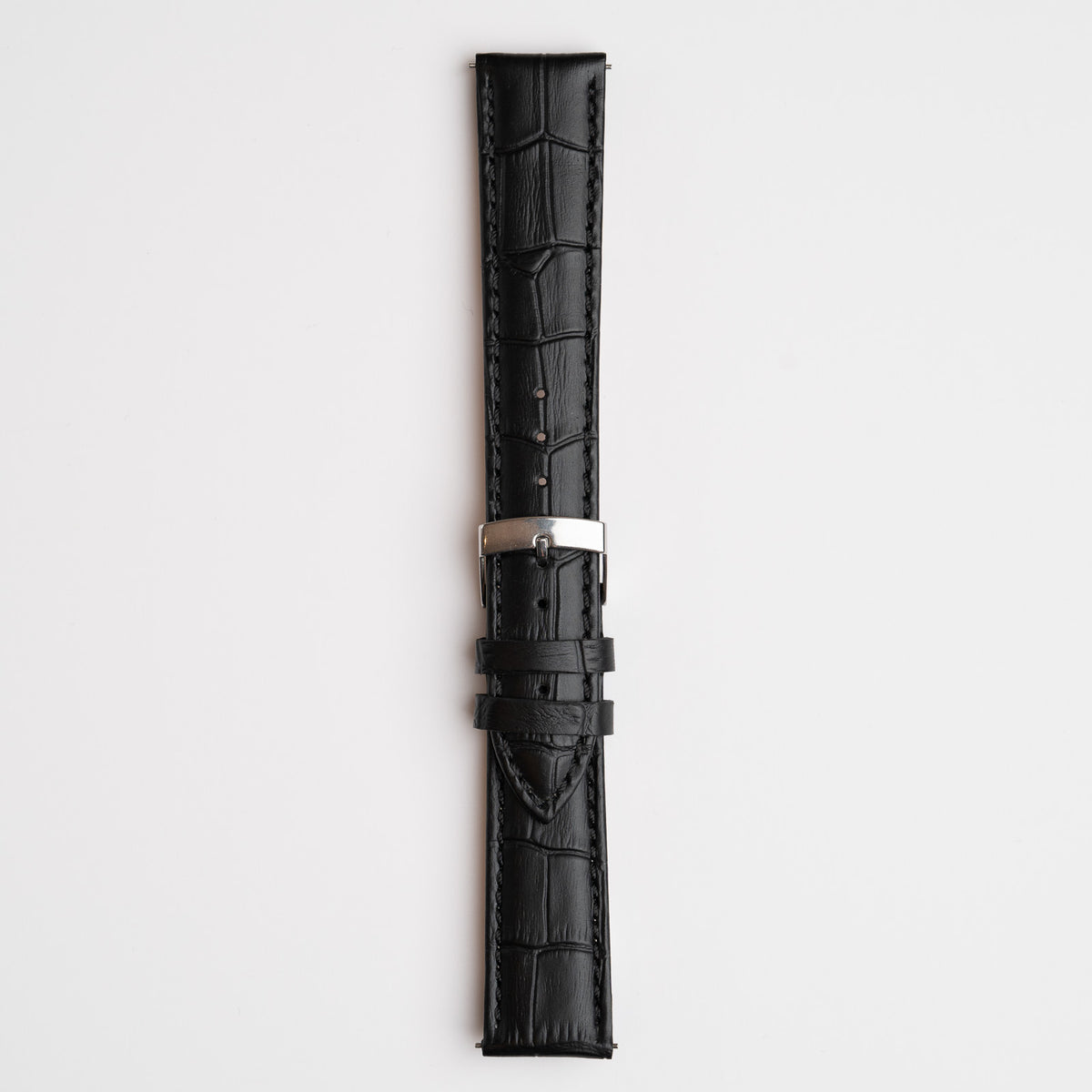 Black Mayfair Super Quick Release watch strap, buckled, front view