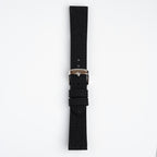 Canvas Black Watch Strap, buckled up, front view