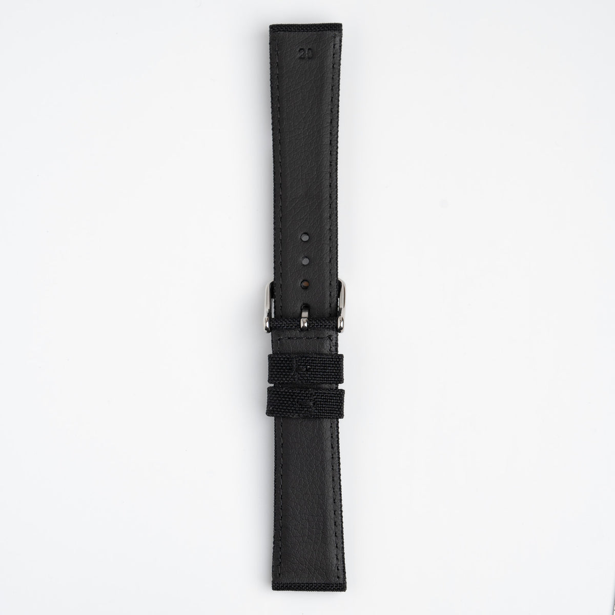 Canvas Black Watch Strap, underside showing the lining