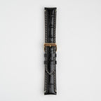 Black Mayfair Classic watch strap, buckled, front view