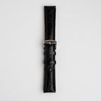 Black Mayfair Super watch strap, buckled, front view