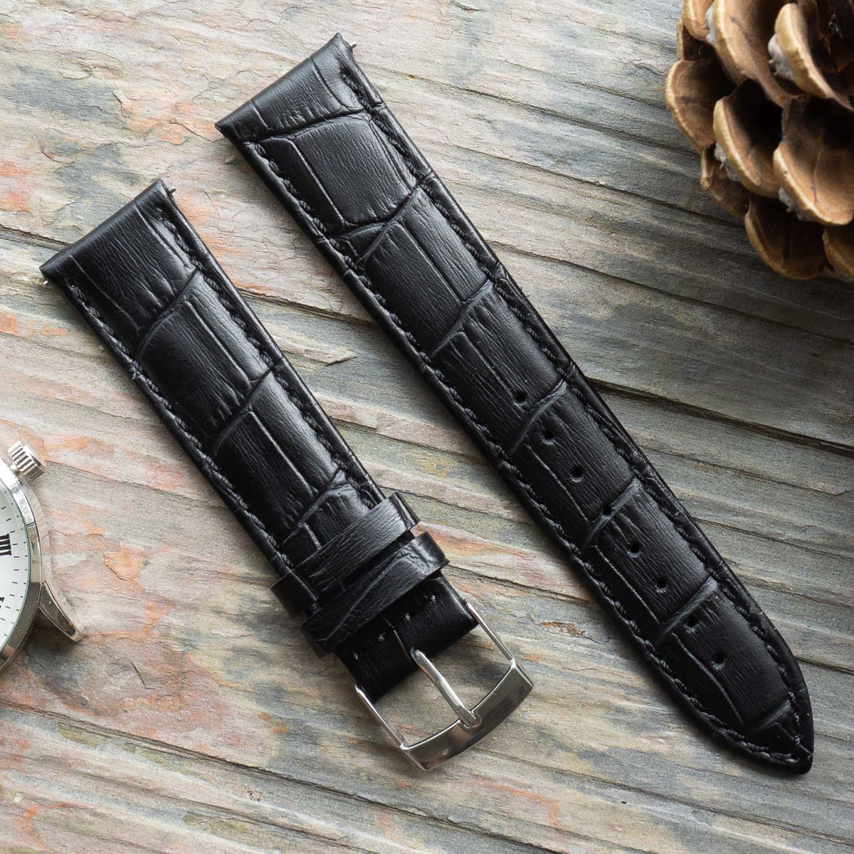 Black Mayfair Super Quick Release watch strap, product shot, second view