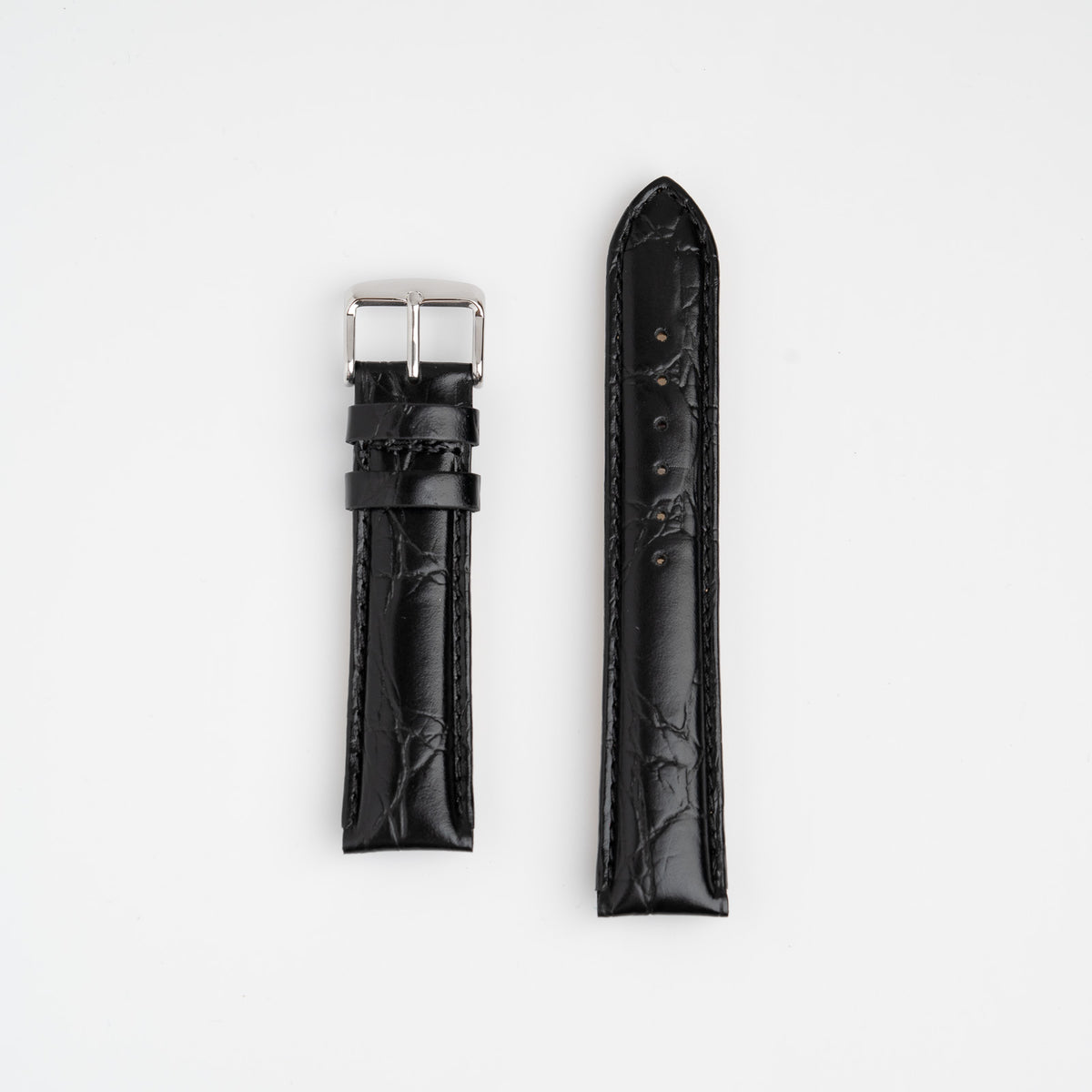 Black Mayfair Deluxe XXL watch strap, laid flat with its buckle