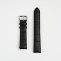 Black Curved End Alligator Grain Leather Watch Strap 18m, 20mm, 22mm & 24mm