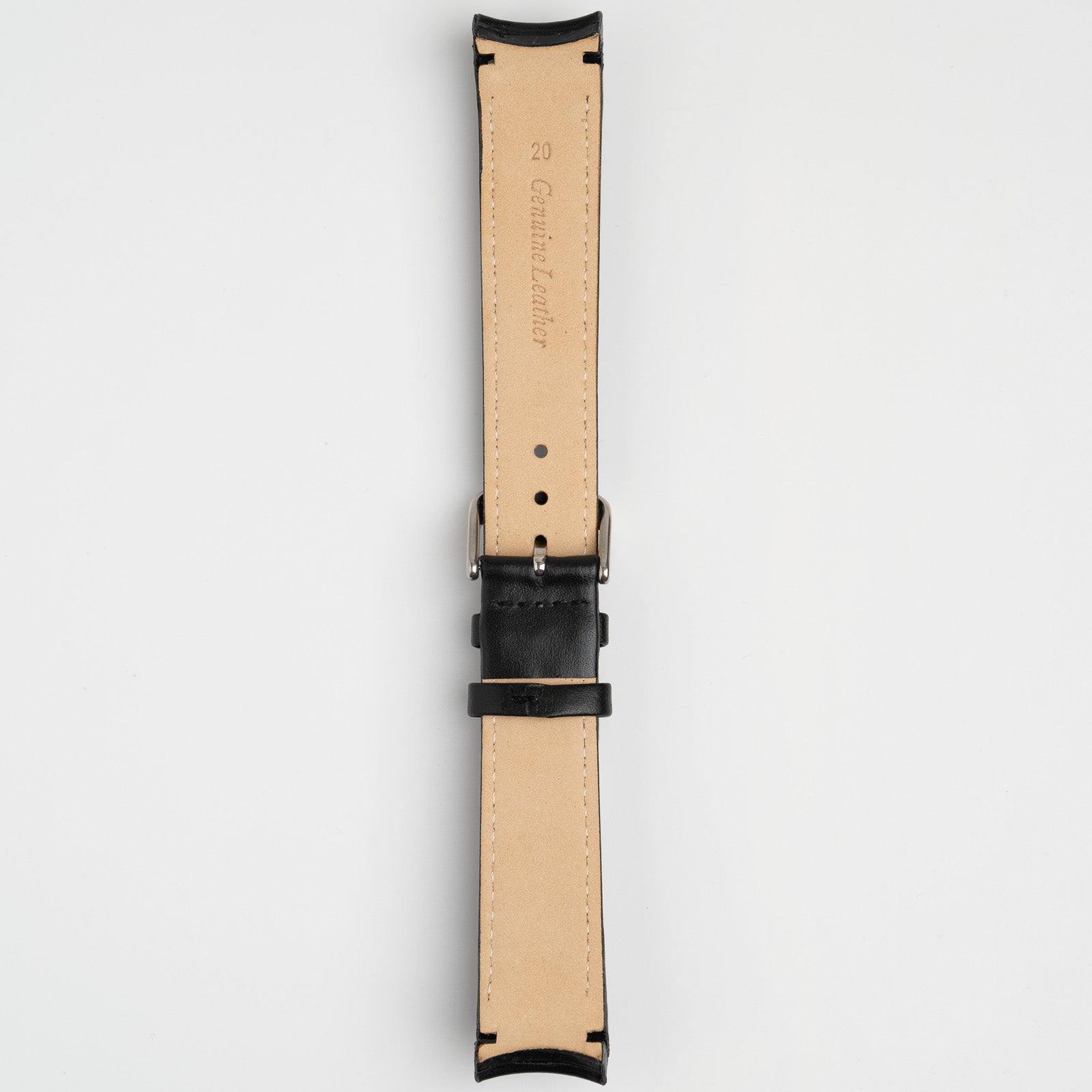 Smooth Curved Black Watch Strap
