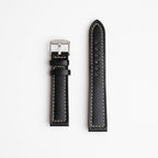 Windsor Bold Black Watch Strap, both pieces laid flat