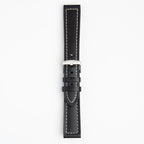 Windsor Bold Black Watch Strap, buckled up, front view