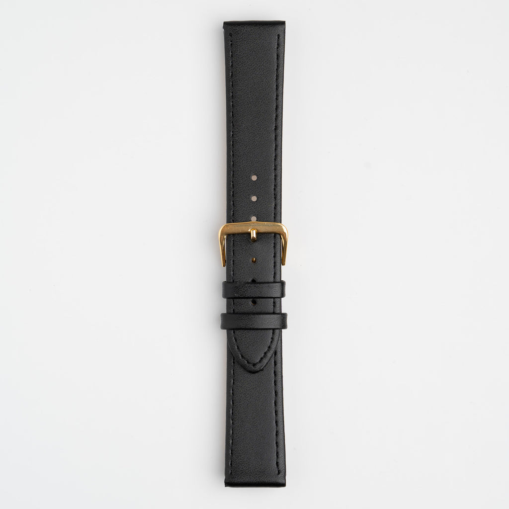 Economy XL Black Watch Strap, buckled up, front view