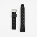 Hex FKM Quick Release Rubber Black Watch Strap, both pieces laid flat