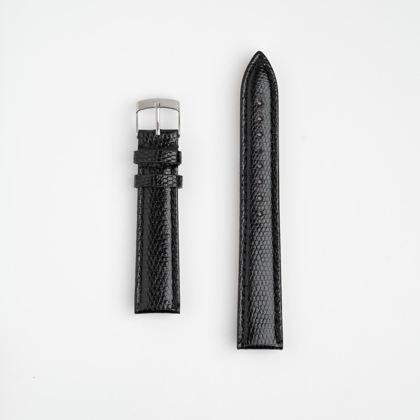 Black Genuine Lizard Leather Watch Strap available in 14mm, 16mm, 18mm, 20mm