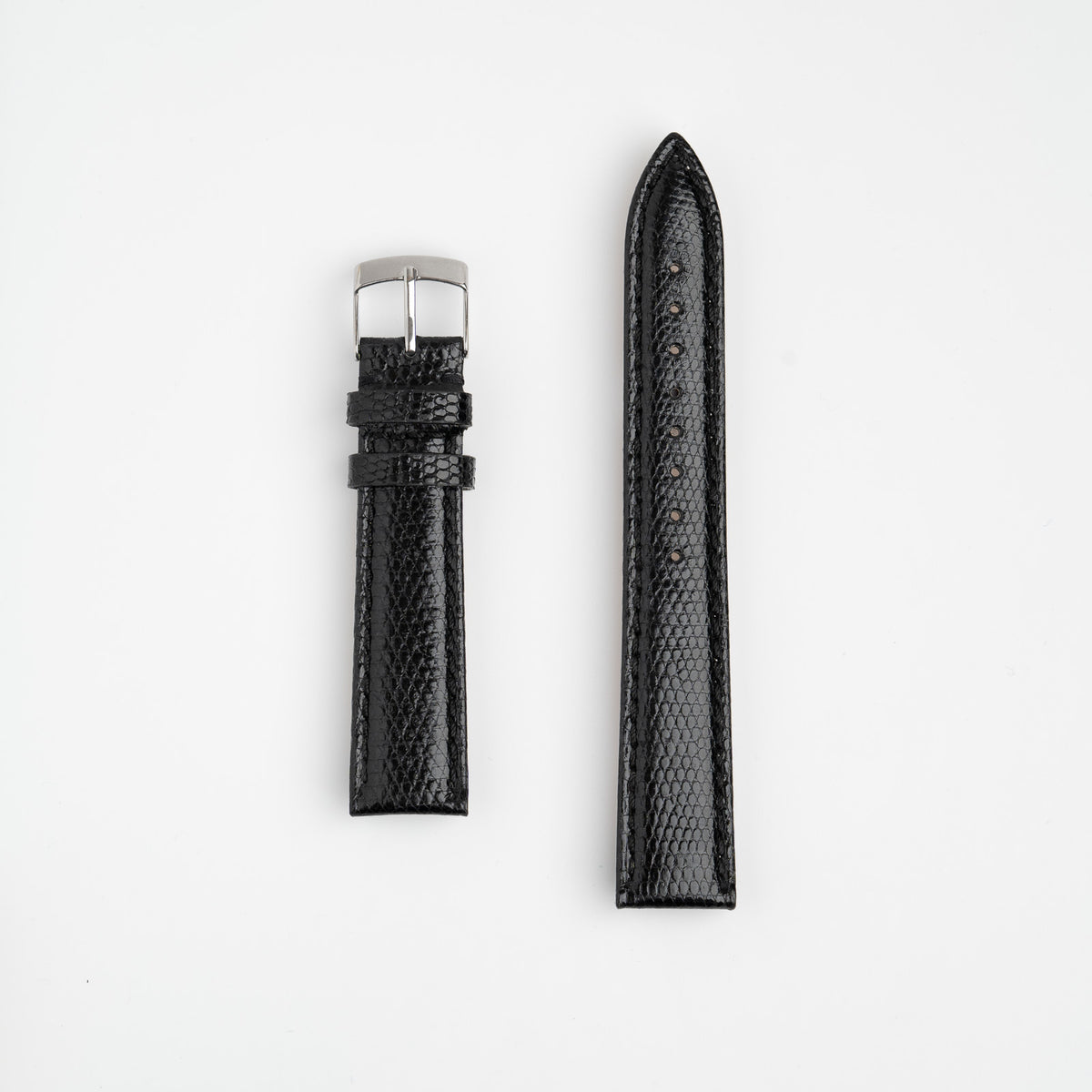 Black Genuine Lizard Leather Watch Strap available in 14mm, 16mm, 18mm, 20mm