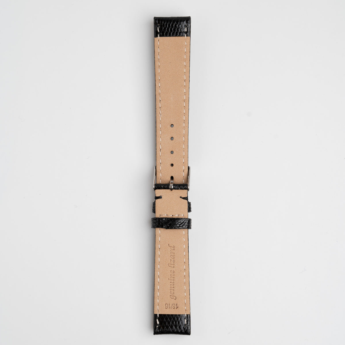 Autentico Lizard Black Watch Strap, underside showing the lining