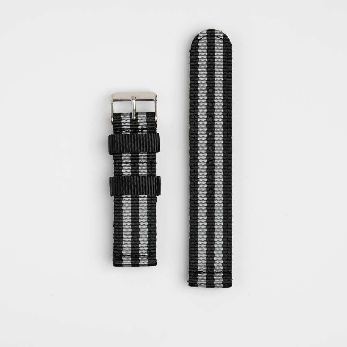 Nylon Quick Release Black & Grey Watch Strap