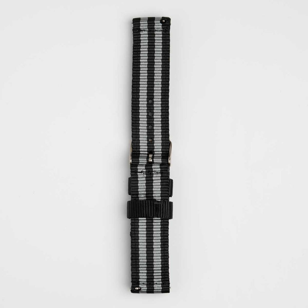 Nylon Quick Release Black & Grey Watch Strap