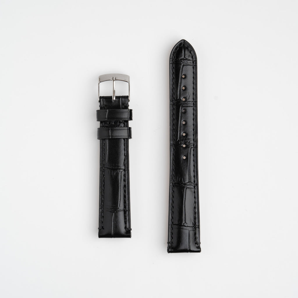 Handmade Alligator Grain Black Watch Strap