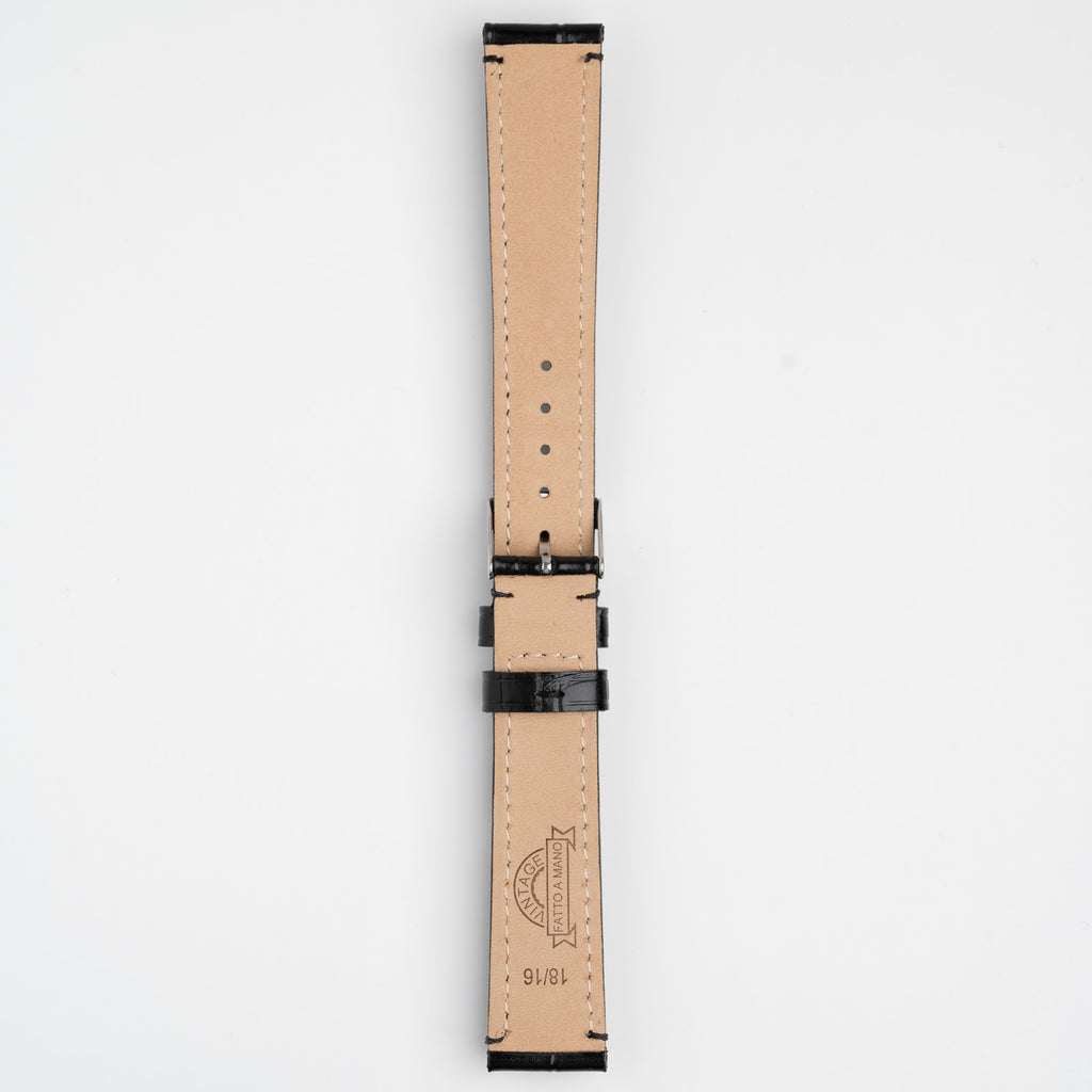 Handmade Alligator Grain Black Watch Strap