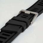 Close-up of the black Submerge ISO Dive strap's buckle and keepers