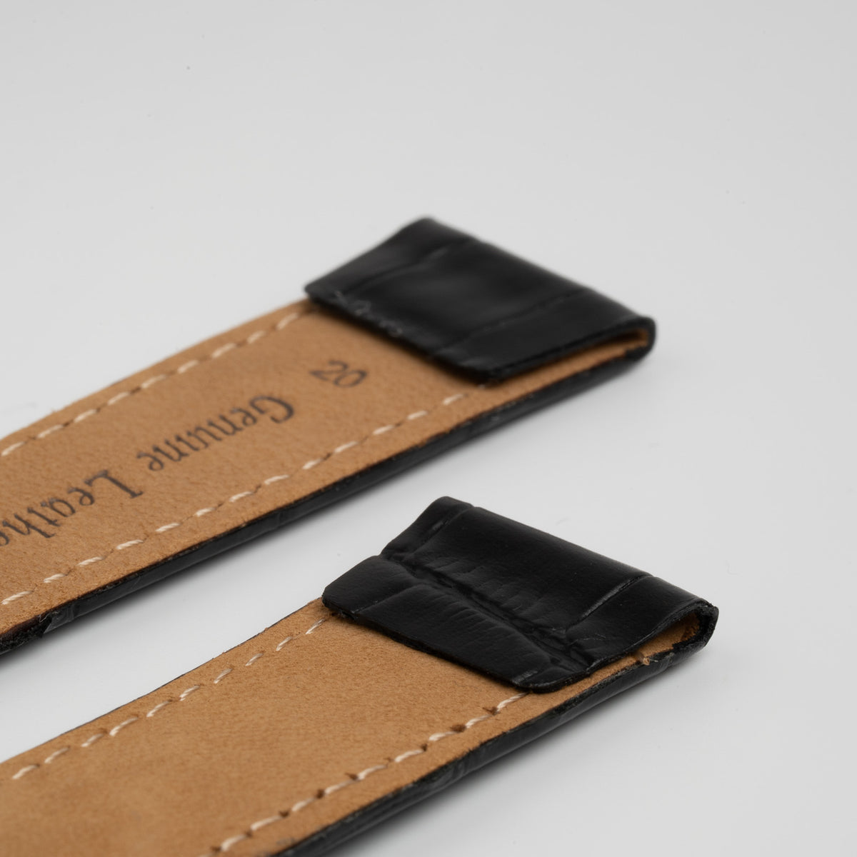 Open Ended Crocodile Black Watch Strap, alternative view