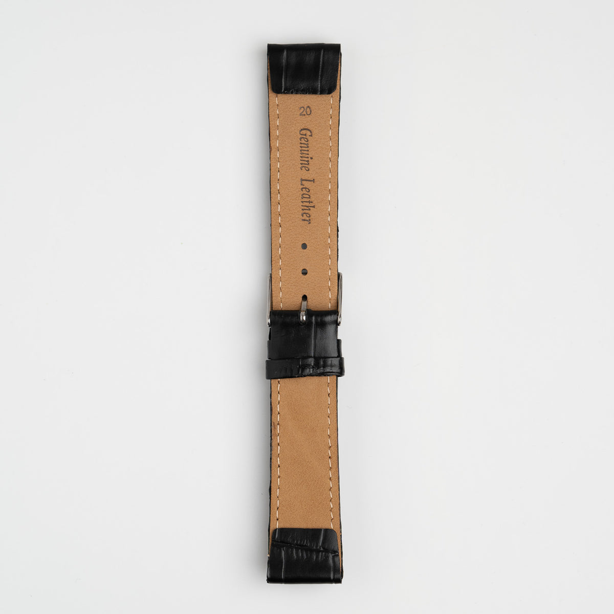 Open Ended Crocodile Black Watch Strap, alternative view