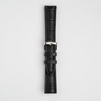 Black Mayfair Contour watch strap, buckled, front view