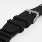 Submerge ND Limits Black Watch Strap, close-up of the buckle and keepers