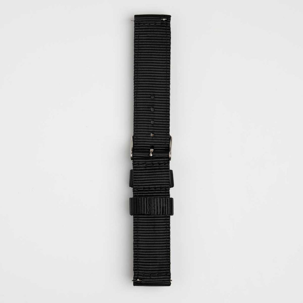 Nylon Quick Release Black Watch Strap, underside showing the lining