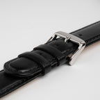 Henley Black Watch Strap, close-up of the buckle and keepers