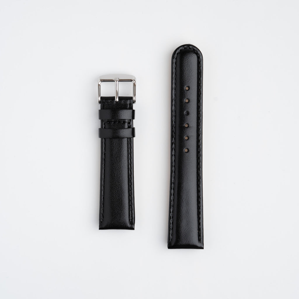 Henley Black Watch Strap, both pieces laid flat