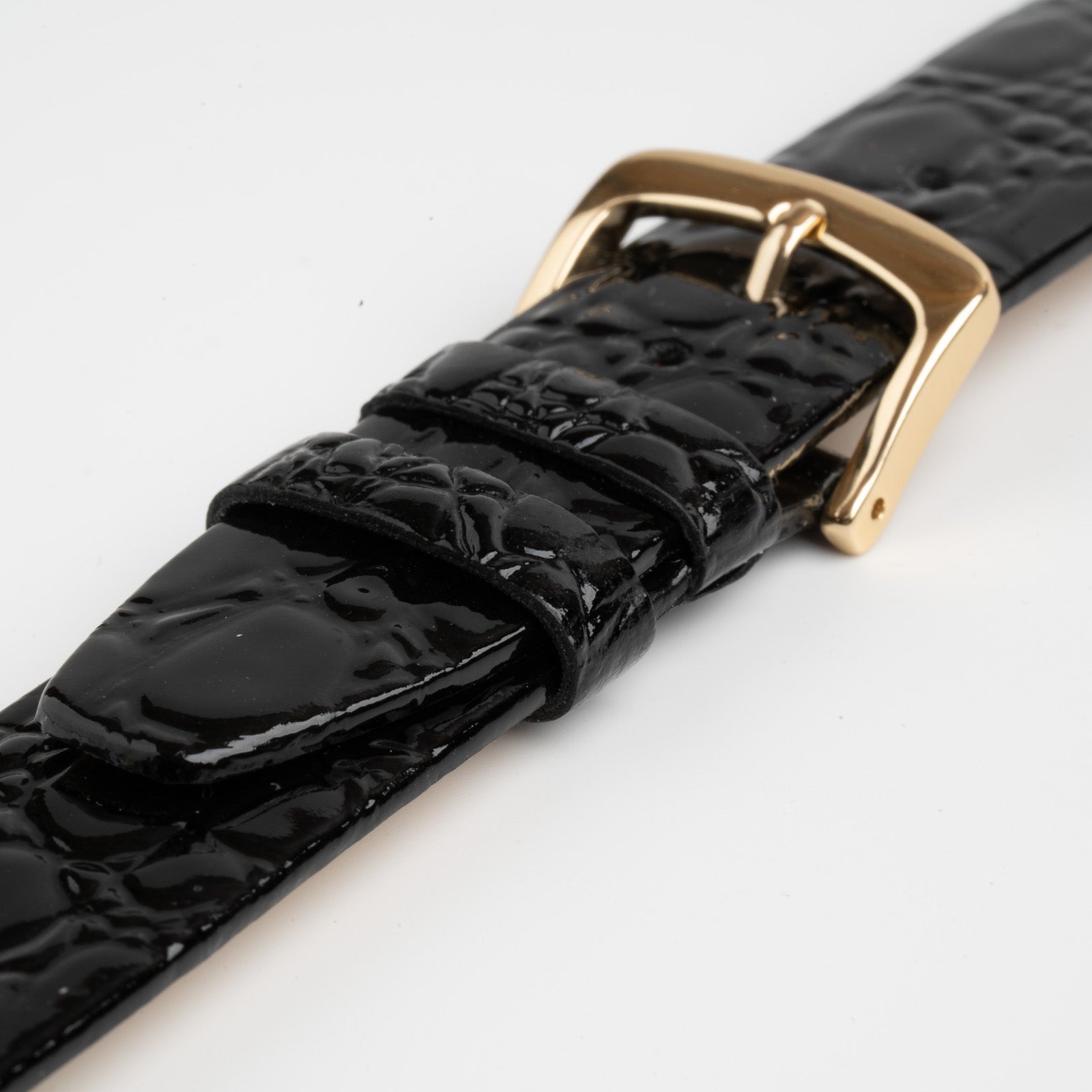 Patent Crocodile Black Watch Strap