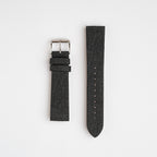 Pineapple Leaf Black Watch Strap, both pieces laid flat