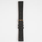 Pineapple Leaf Black Watch Strap, buckled up, front view