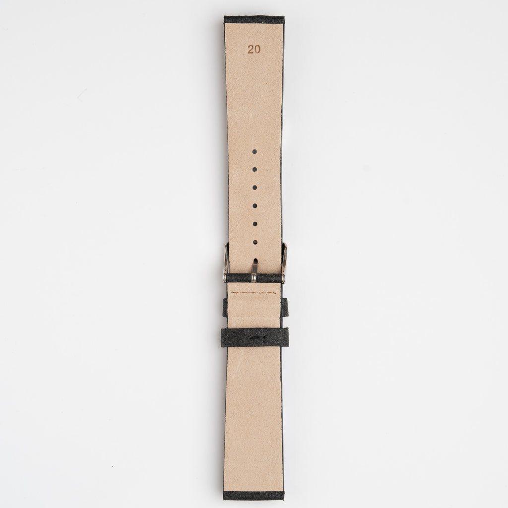 Pineapple Leaf Black Watch Strap, underside showing the lining