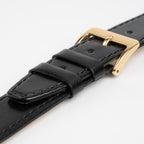 Black Mayfair Subtle XL watch strap, close-up of the buckle and keepers