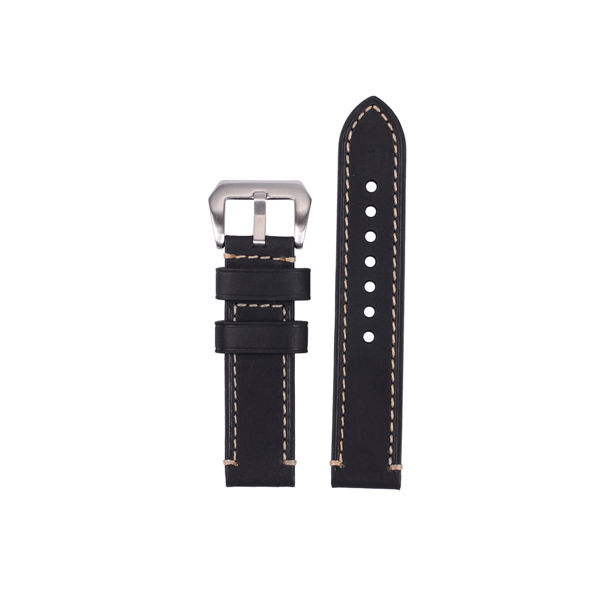 Black Premium Panerai Style Hand Stitched Watch Strap