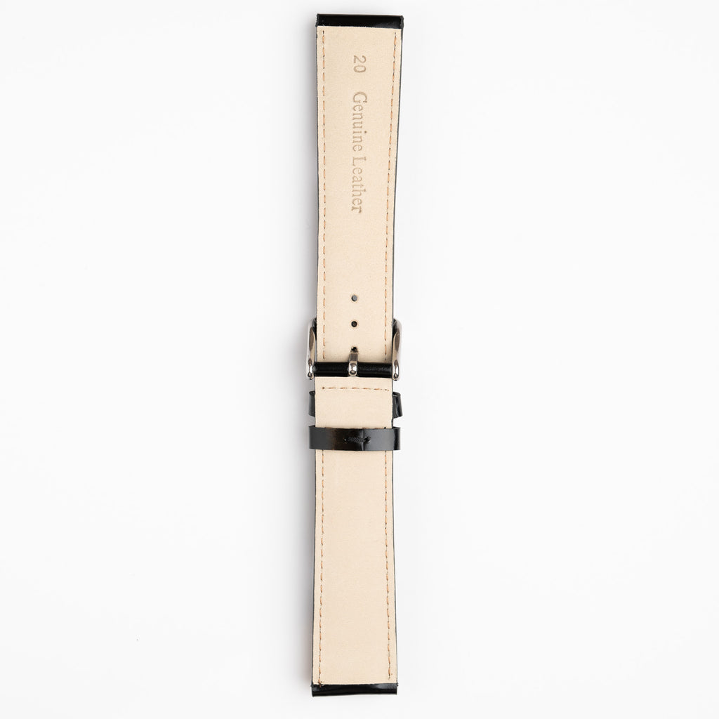 Henley Superior Gloss Black Watch Strap, underside showing the lining
