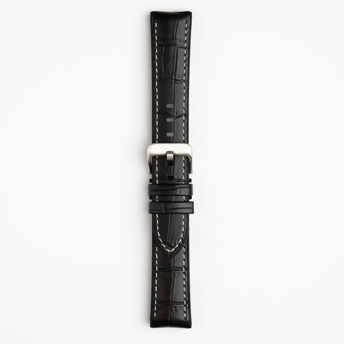 Black Mayfair Active watch strap, buckled, front view