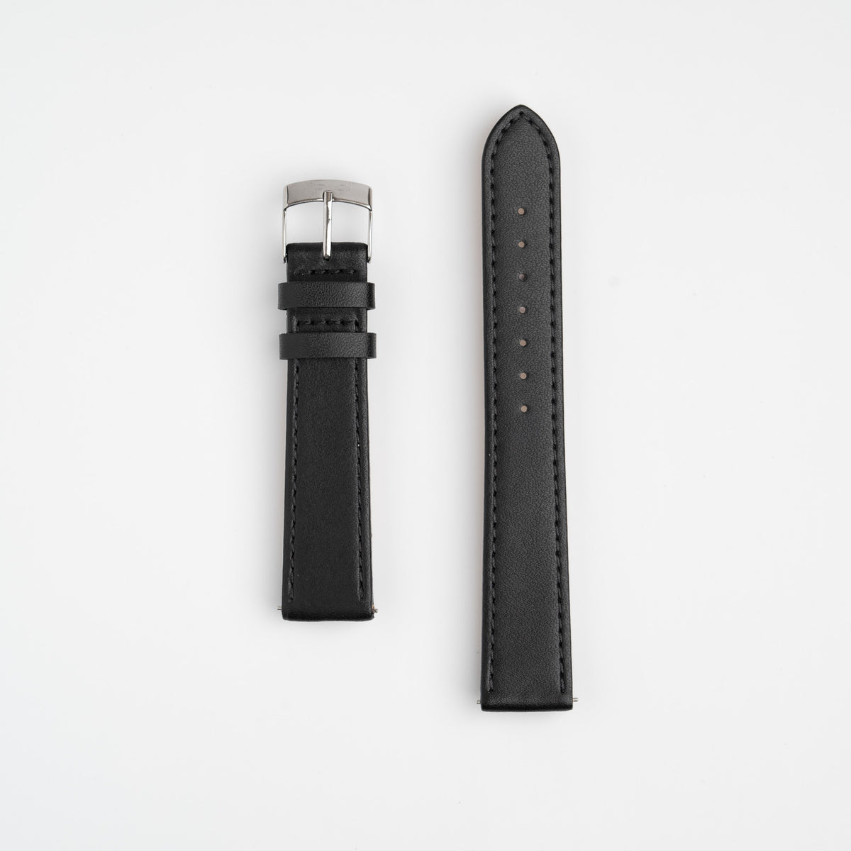 Black Mayfair Subtle Quick Release watch strap, laid flat with its buckle