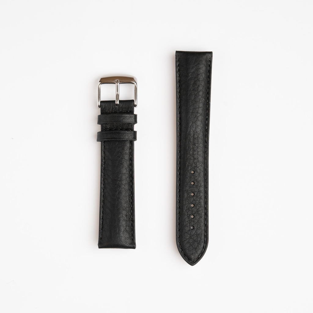 Henley Superior Supple Black Watch Strap, both pieces laid flat